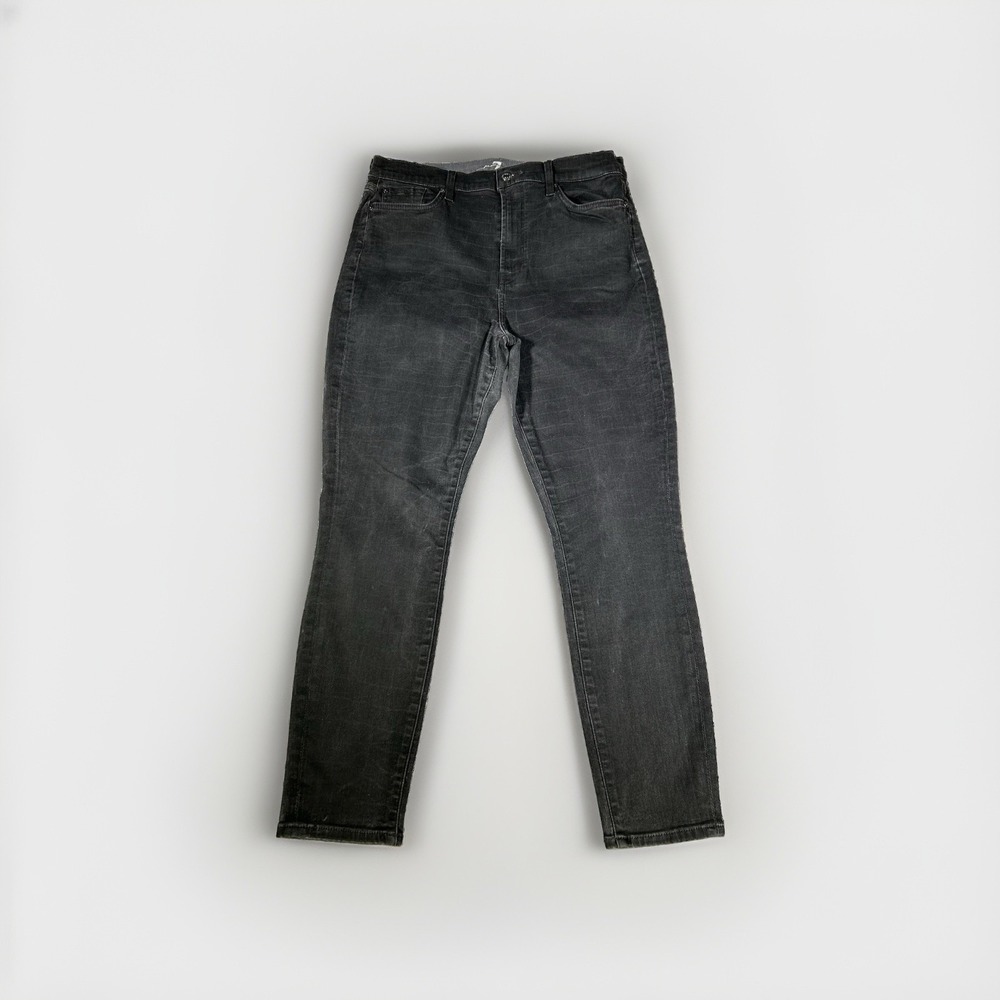 7 For All Mankind Gwenevere Jeans Sz32 Black High Waist Ankle Y2k Emo Goth Punk